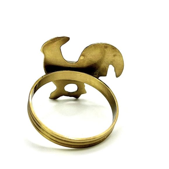Set of 8 Brass Metal Rooster Chicken Napkins Rings / 1 3/4"1 5/8" Farm House - Picture 7 of 9